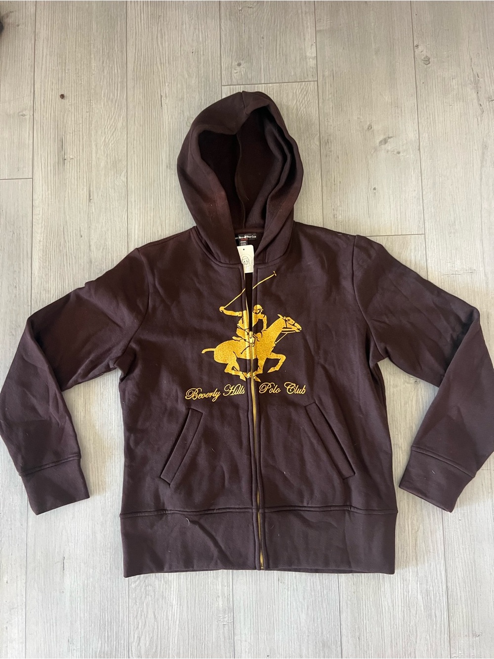 Beverly Hills Polo Club Brown Hoodie with Gold Logo